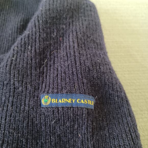 VTG Blarney Castle Knitwear Cardigan Sweater Mens L Blue Wool Irish Embroidered - Picture 9 of 10